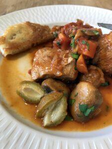 Veal Marengo with Green Almonds